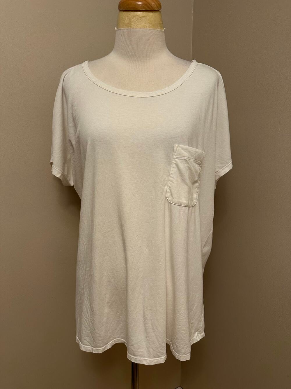 J.Jill One Pocket Short Sleeve Tee Shirt Oversized White Sz Large